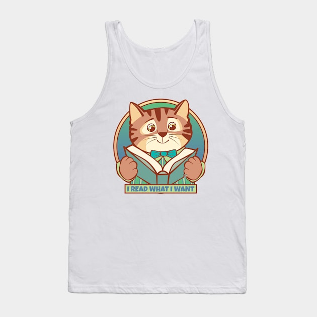 I Read What I Want Cat Tank Top by Sue Cervenka